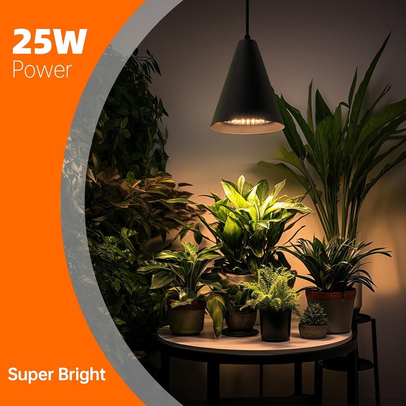 Bstrip Hanging Grow Lights, Full Spectrum Hanging Plant Lights for Indoor Plants, 25W Black Grow Light Bulbs with 16.4FT Power Cord, 3000K Grow Light for Indoor Plant with Timer for Garden, Flowers - Image 2